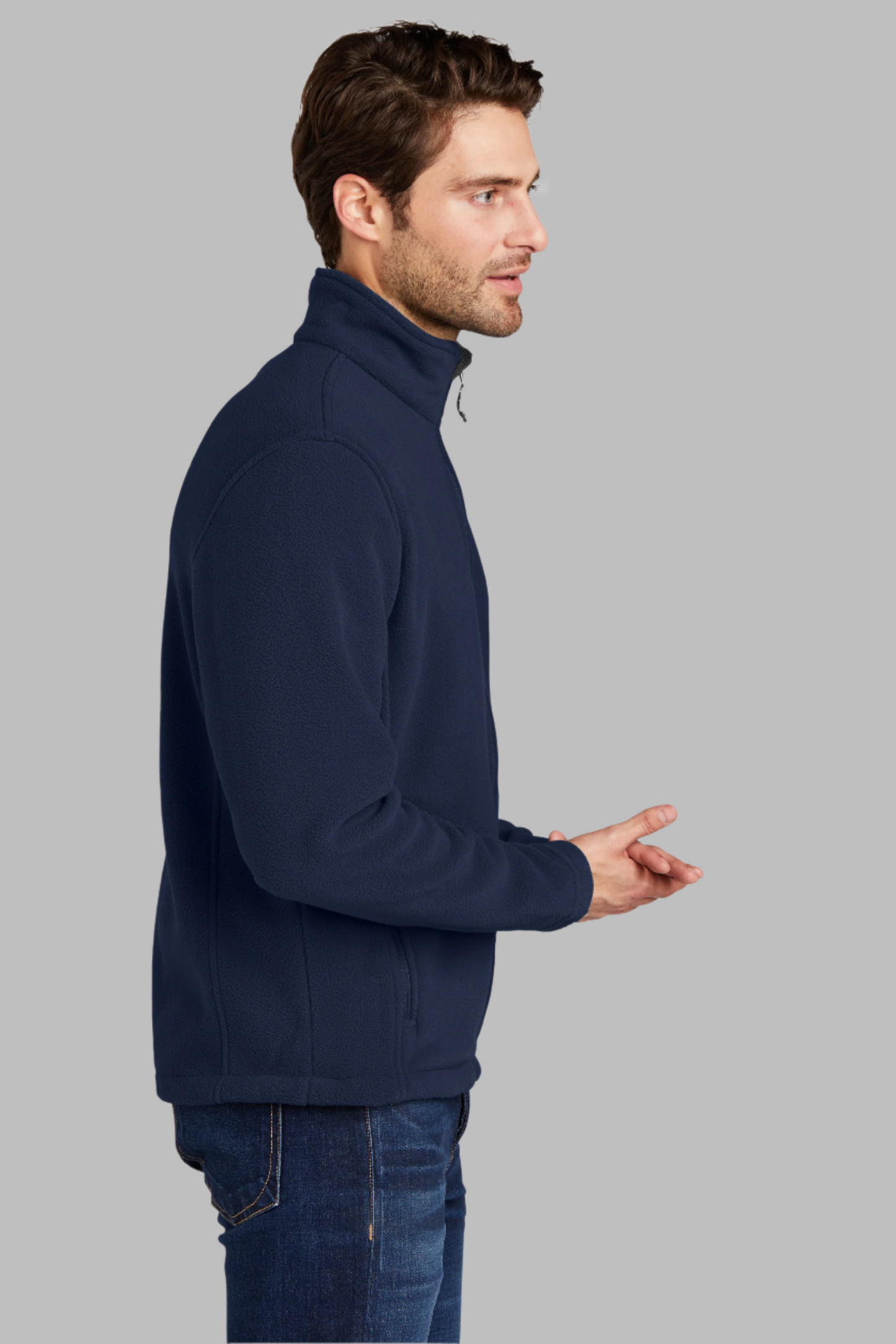 Adult Men Navy Blue Fleece Jacket