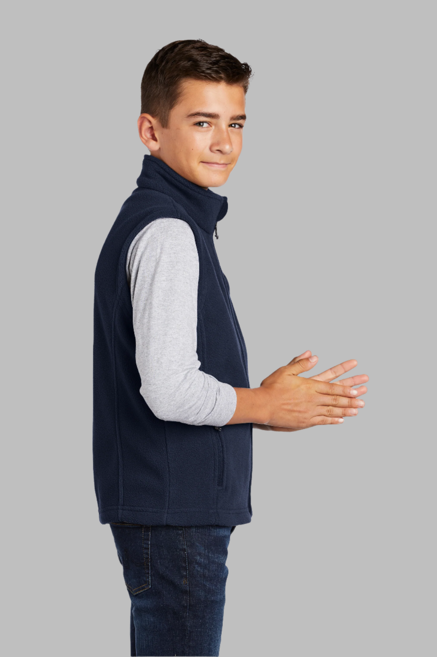 Youth Navy Blue Fleece Vest