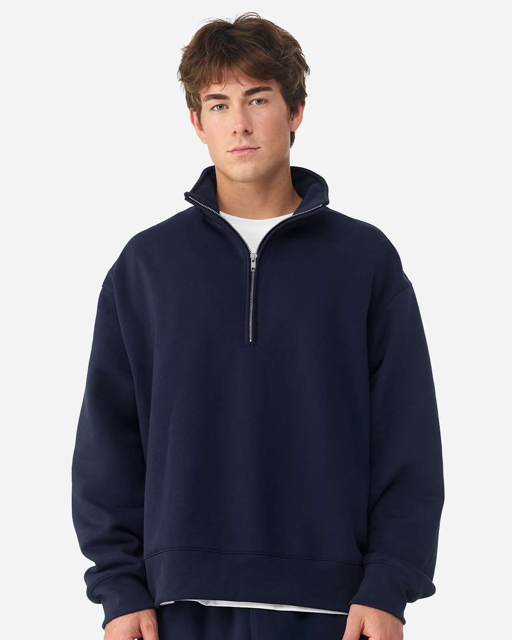 Unisex navy blue Quarter-Zip Pullover Sweatshirt