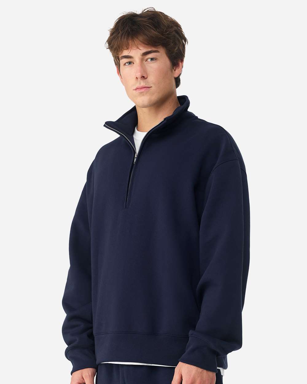 Unisex navy blue Quarter-Zip Pullover Sweatshirt