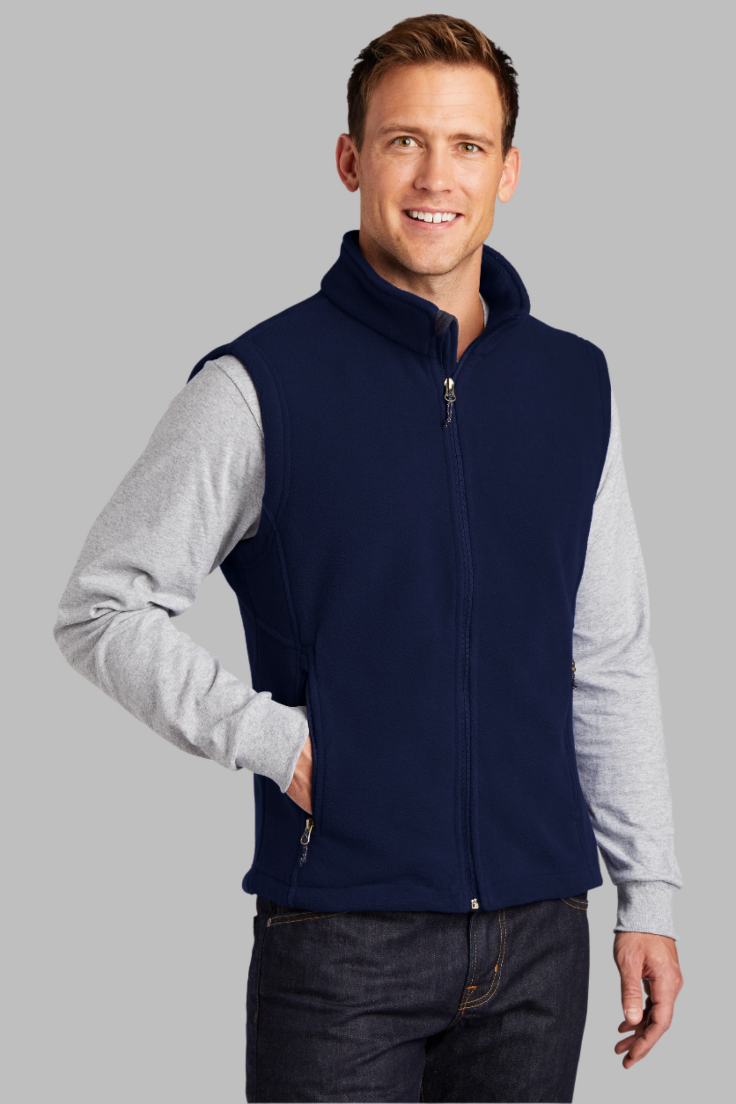 Adult Men Navy Blue Fleece Vest