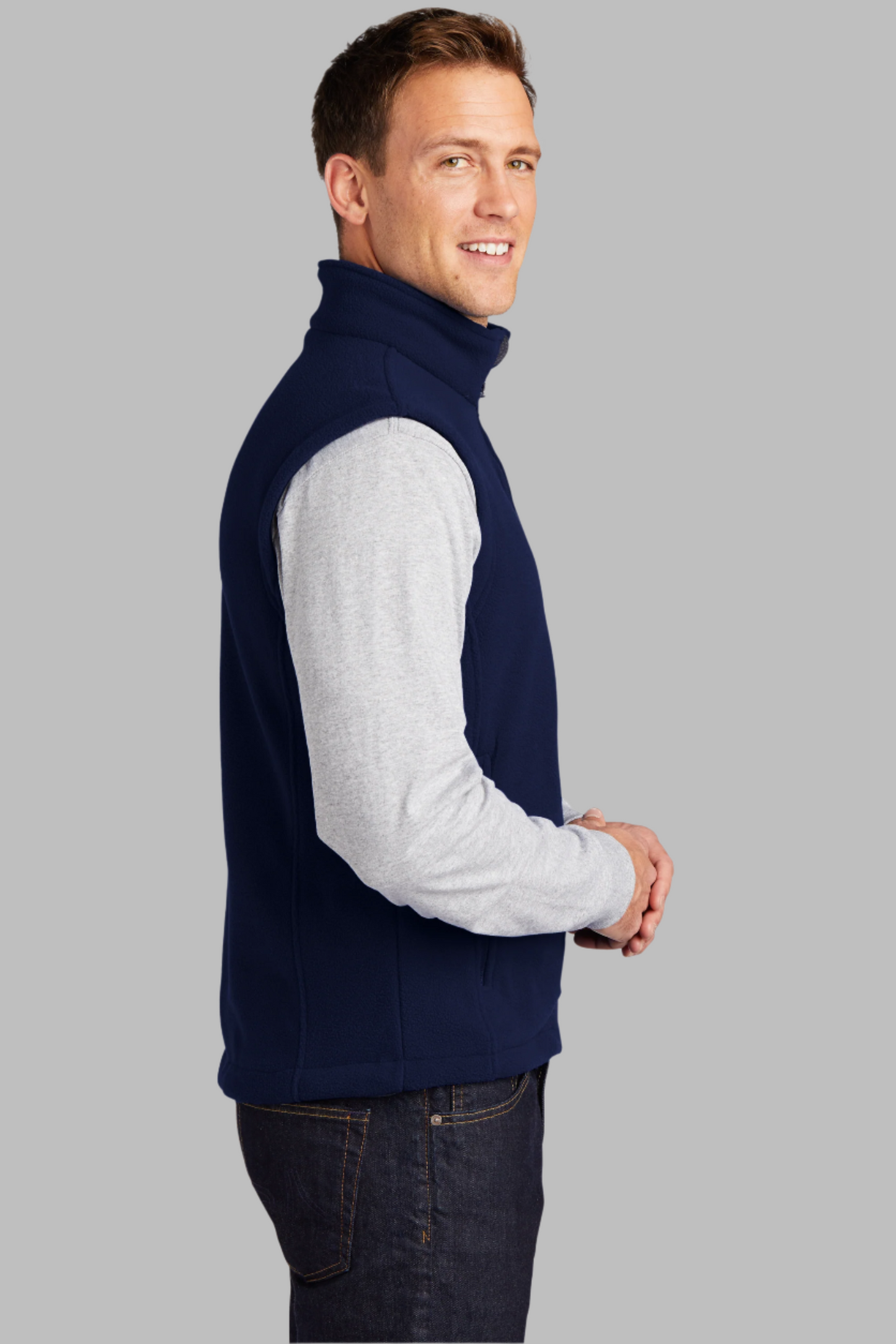 Adult Men Navy Blue Fleece Vest