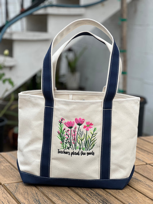 Teachers Appreciation heavy weight canvas resort tote bag
