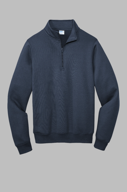 Adult Unisex Navy Blue Quarter-zipper pullover Sweatshirt