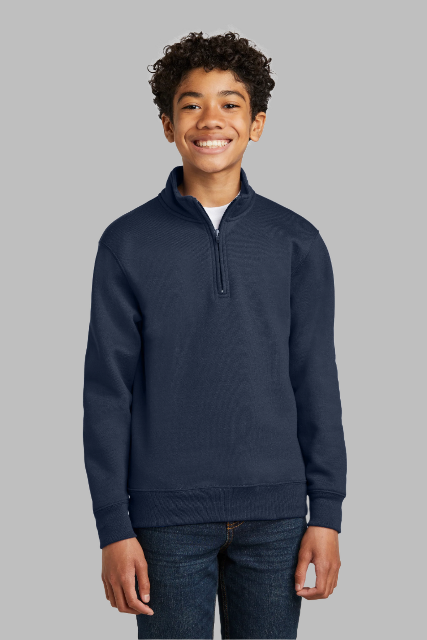 Youth Navy Blue Quarter-zipper pullover Sweatshirt