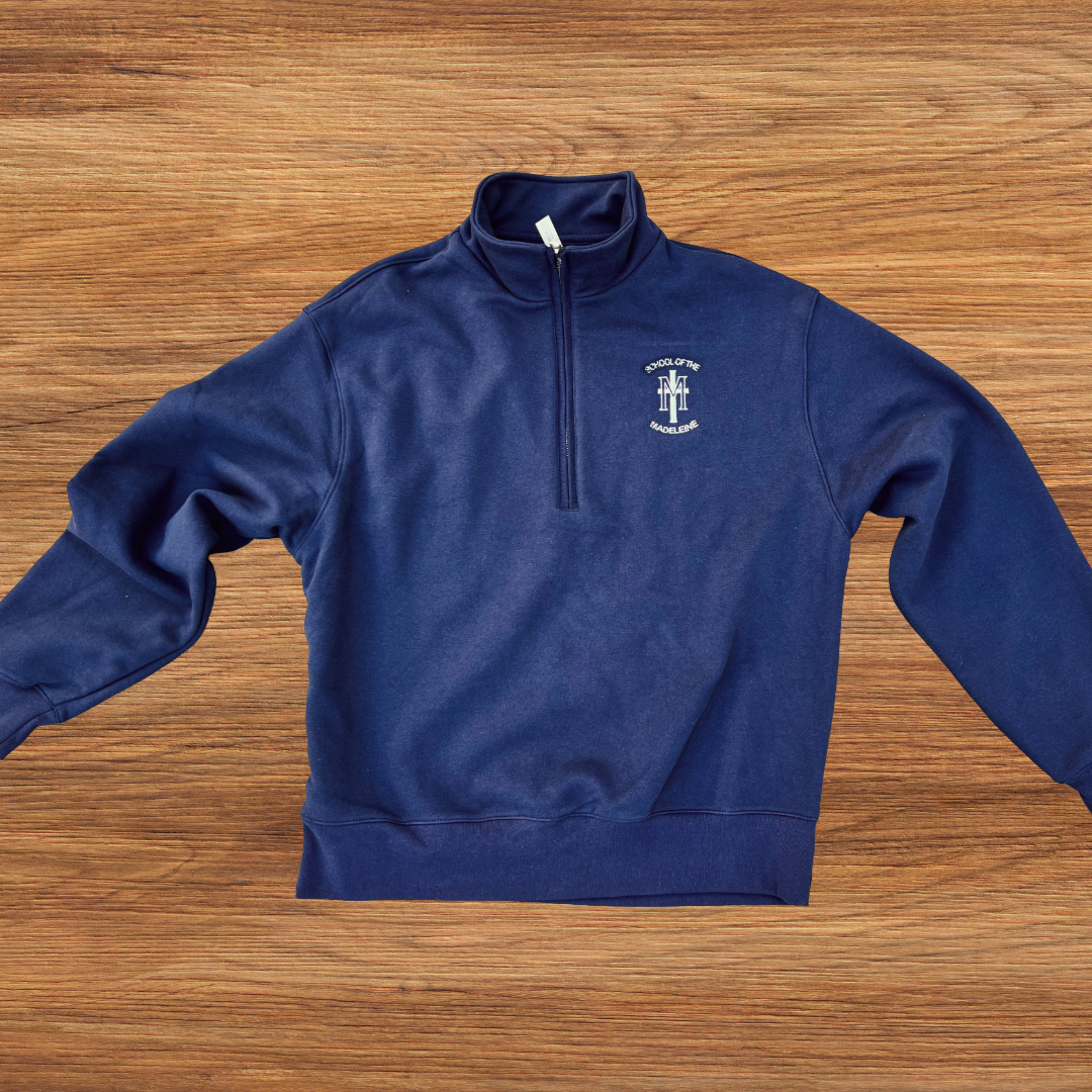 Unisex navy blue Quarter-Zip Pullover Sweatshirt