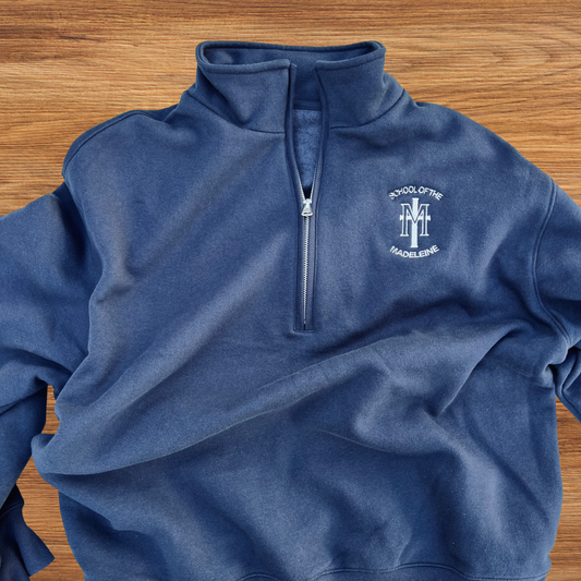Unisex navy blue Quarter-Zip Pullover Sweatshirt